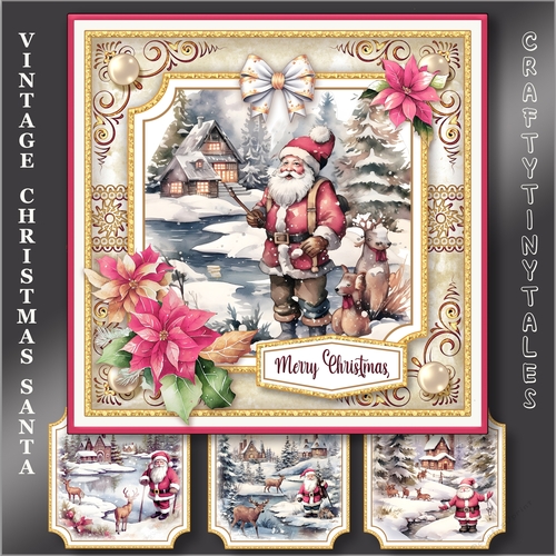 Vintage Christmas Santa Card Topper Kit-6