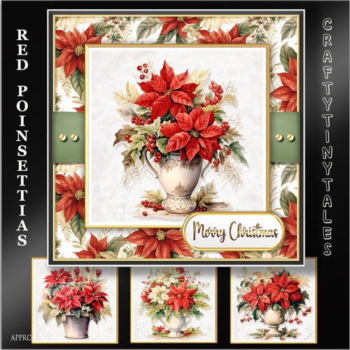 Red Poinsettias Card Topper Kit