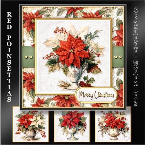 Red Poinsettias Card Topper Kit