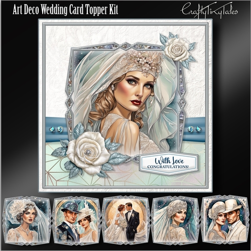 Art Deco Wedding Card Front * Topper Kit