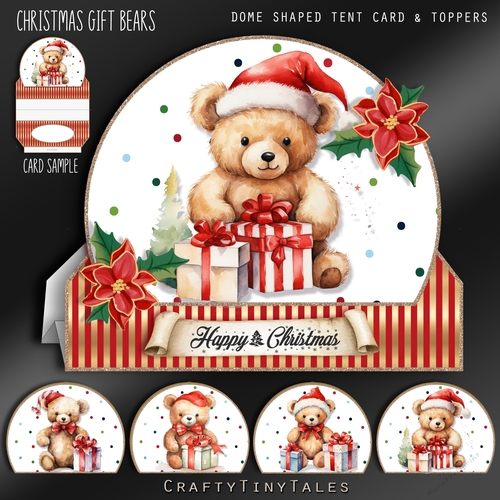 Christmas Gift Bears Tent Card & Toppers-2