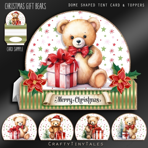 Christmas Gift Bears Tent Card & Toppers-4
