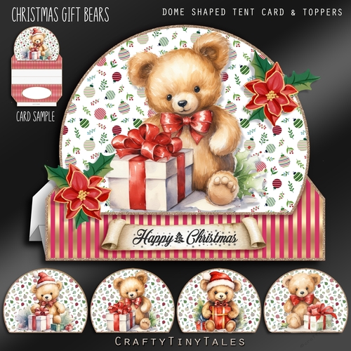 Christmas Gift Bears Tent Card & Toppers-5