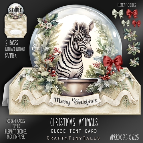 Christmas Animals Globe Tent Card-1