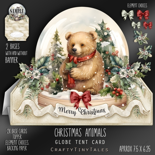 Christmas Animals Globe Tent Card-3