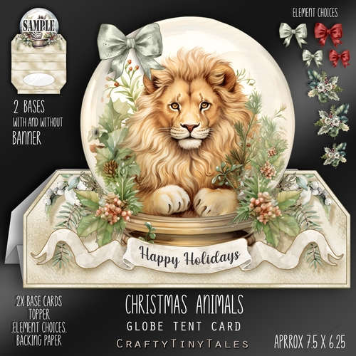 Christmas Animals Globe Tent Card-4