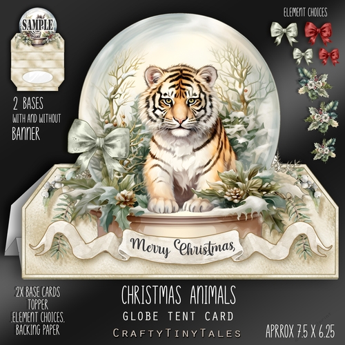 Christmas Animals Globe Tent Card-5