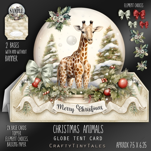 Christmas Animals Globe Tent Card-10