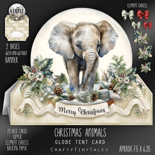 Christmas Animals Globe Tent Card-11
