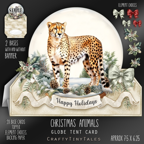 Christmas Animals Globe Tent Card-12