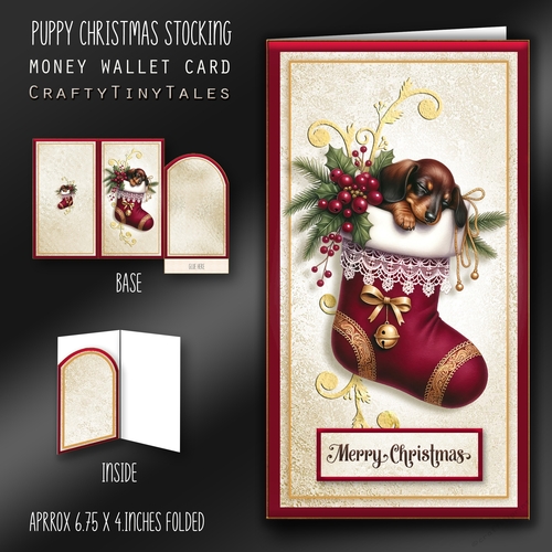 Puppy Christmas Stocking Money Card Kit-1
