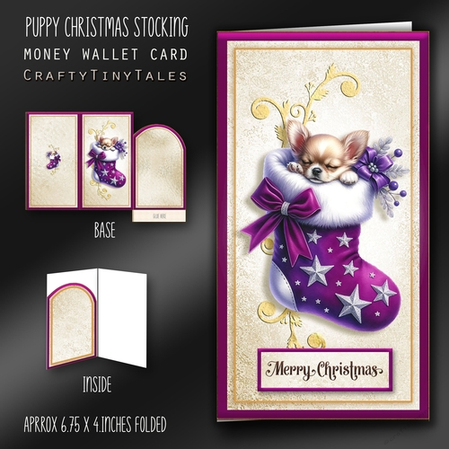 Puppy Christmas Stocking Money Card Kit-8