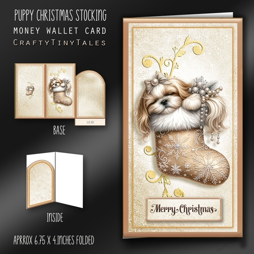 Puppy Christmas Stocking Money Card Kit-9