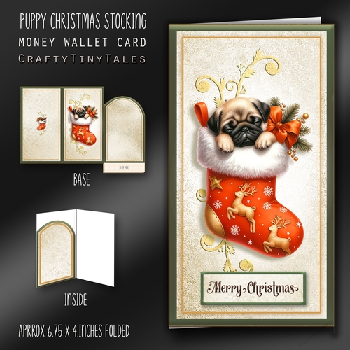 Puppy Christmas Stocking Money Card Kit-12