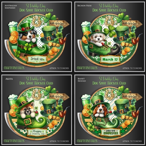 St.Paddys Day Dog Shoe Rocker Card BUNDLE