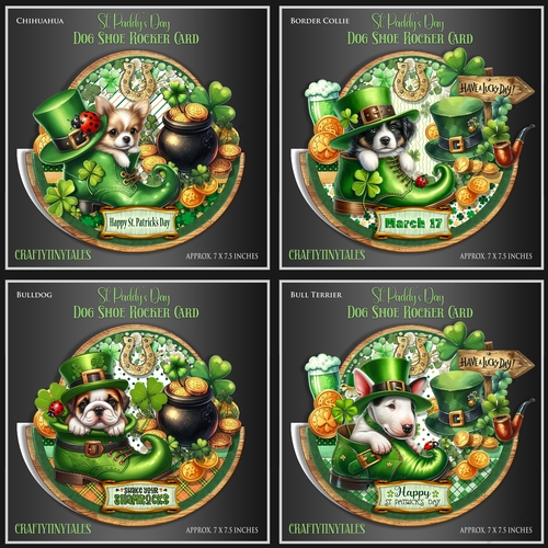 St.Paddys Day Dog Shoe Rocker Card BUNDLE-2