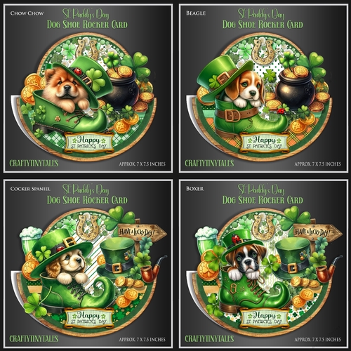 St.Paddys Day Dog Shoe Rocker Card BUNDLE-3