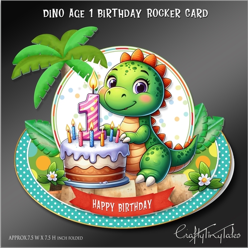 Dino Age 1 Birthday Rocker Card Kit
