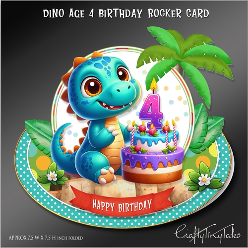 Dino Age 4 Birthday Rocker Card Kit