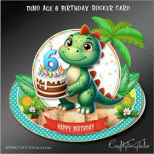 Dino Age 6 Birthday Rocker Card Kit