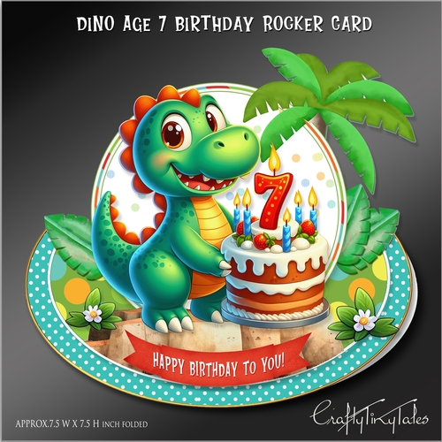 Dino Age 7 Birthday Rocker Card Kit