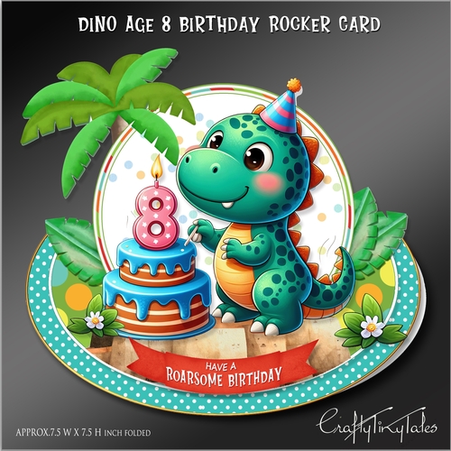 Dino Age 8 Birthday Rocker Card Kit