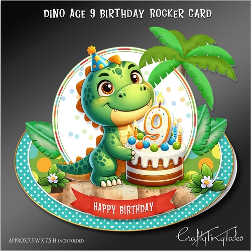 Dino Age 9 Birthday Rocker Card Kit
