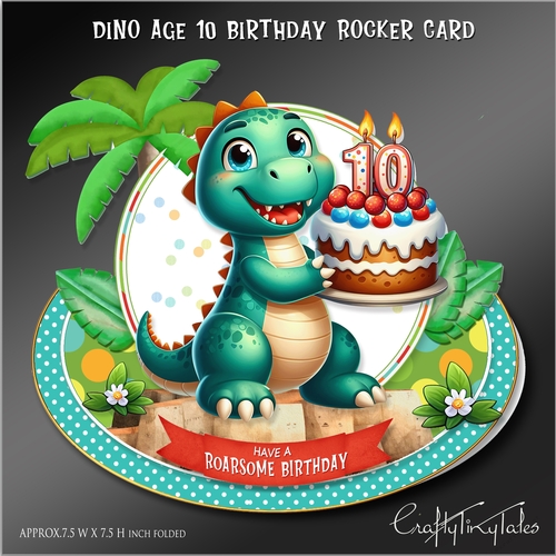 Dino Age 10 Birthday Rocker Card Kit
