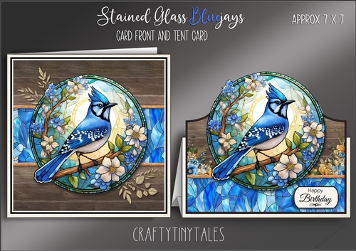 Stained Glass Blue Jay Birds Kit-2