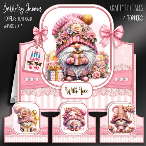 Birthday Gnomes Toppers Tent Card