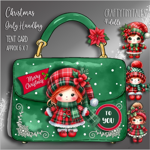 Christmas Girly Handbag Tent Card Kit