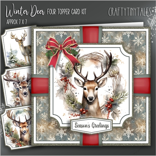 Winter Deer Four Topper Card Kit