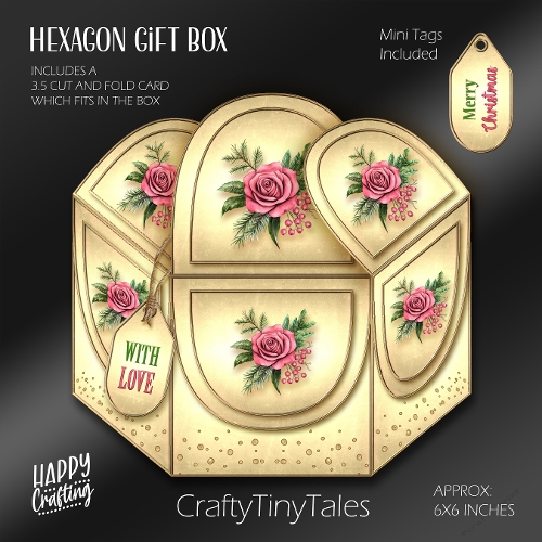 Christmas Roses Hexagon Gift Box-2