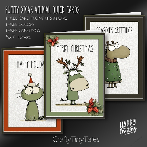 Funny Xmas Animal Quick Cards Kit-1