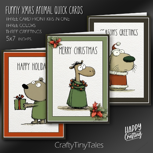 Funny Xmas Animal Quick Cards Kit-2