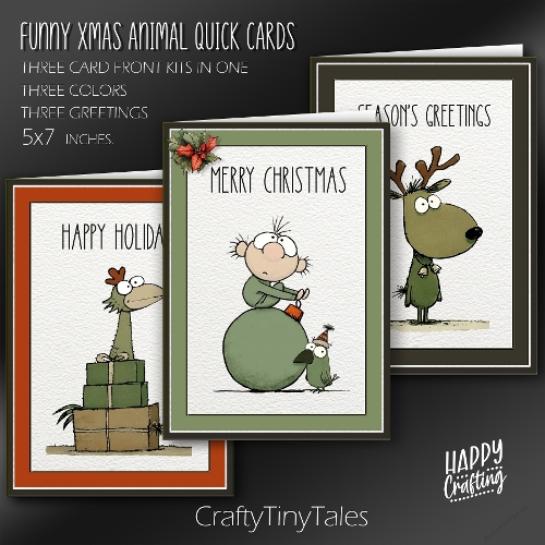 Funny Xmas Animal Quick Cards Kit-5