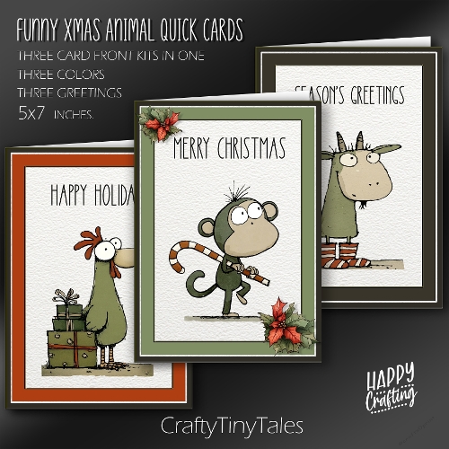 Funny Xmas Animal Quick Cards Kit-8