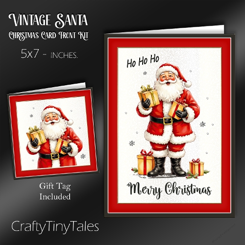 Vintage Santa Christmas Card Front Kit