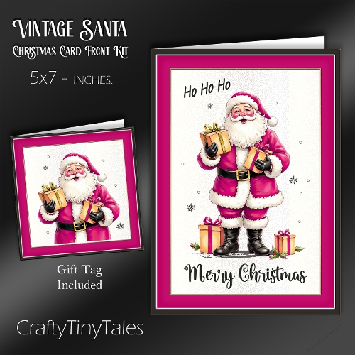 Vintage Santa Christmas Card Front Kit-2