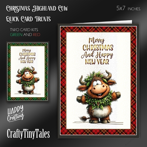Christmas Highland Cow Card Fronts-Kit-1