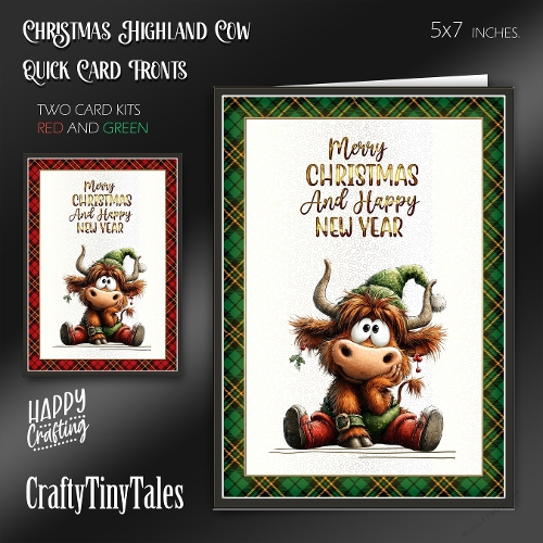 Christmas Highland Cow Card Fronts-Kit-2