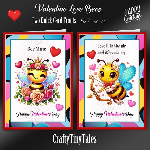 Valentine Love Bees Card Fronts Kit-1
