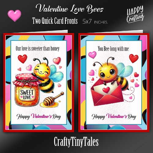 Valentine Love Bees Card Fronts Kit-2