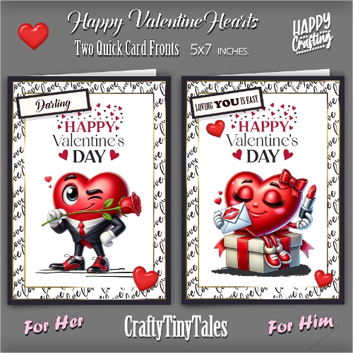 Happy Valentine Hearts Card Fronts-Kit-1