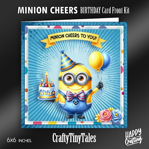 Minion Cheers Birthday Card Front Kit-5