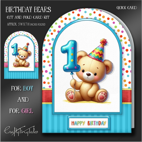 Birthday Bears Cut And Fold Card Kit-1