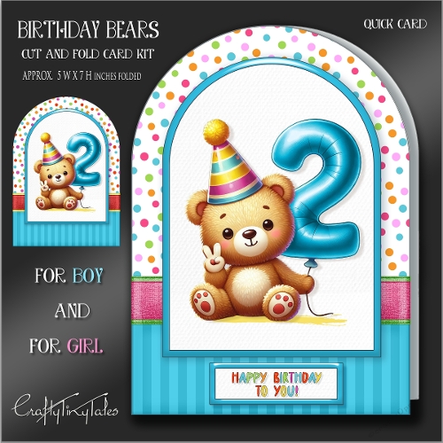 Birthday Bears Cut And Fold Card Kit-2
