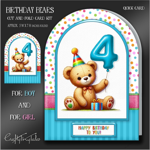 Birthday Bears Cut And Fold Card Kit-4