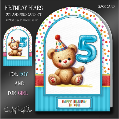 Birthday Bears Cut And Fold Card Kit-5