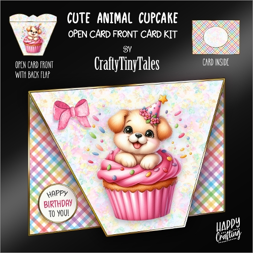 Cute Animal Cupcake-Open Card Front K2
